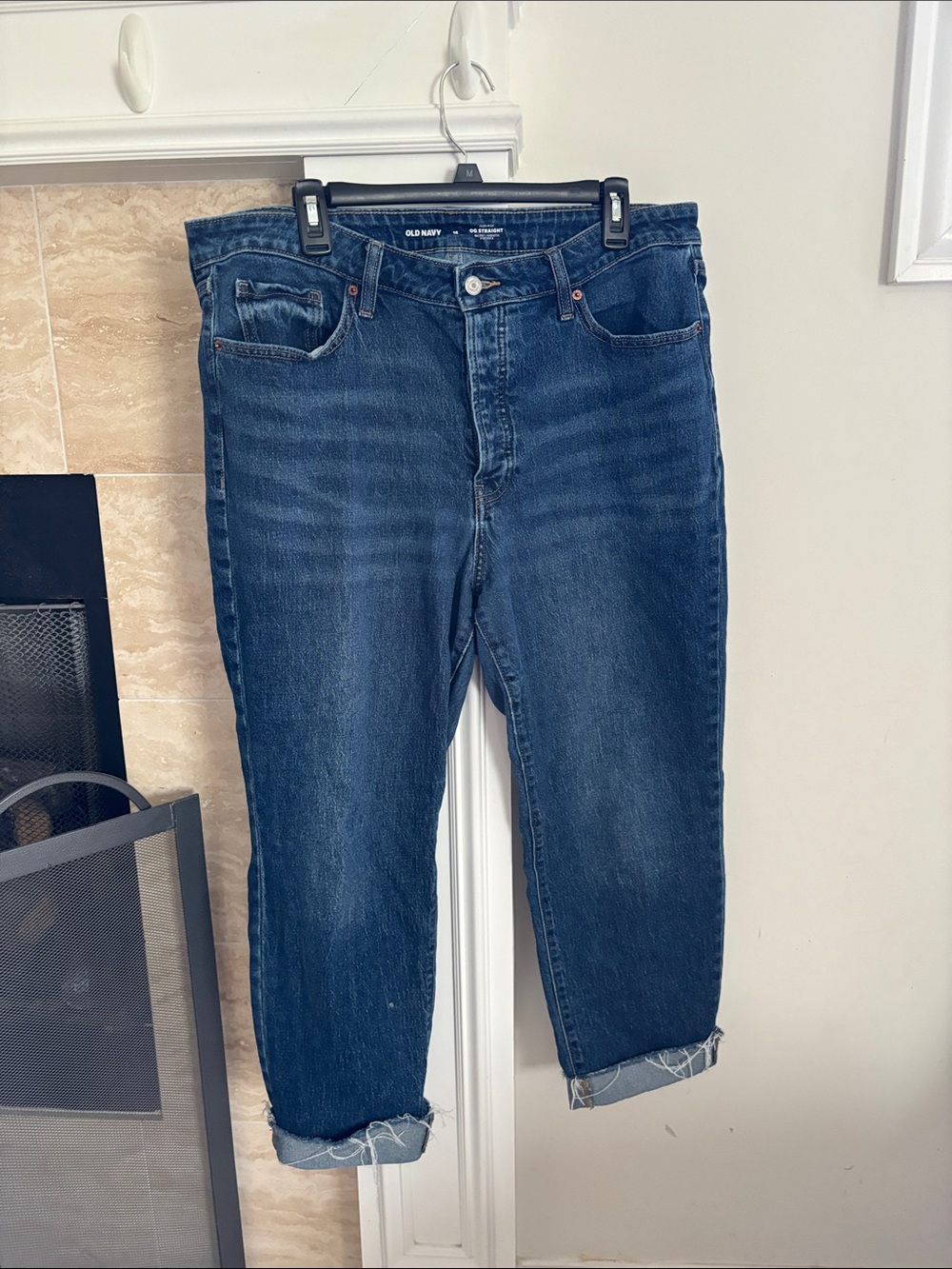 Old Navy Women's Blue OG Straight Jeans (High-Rise)
